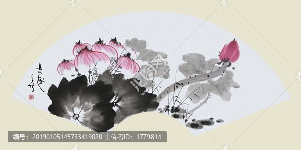 國畫荷花