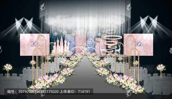 粉藍婚禮效果圖