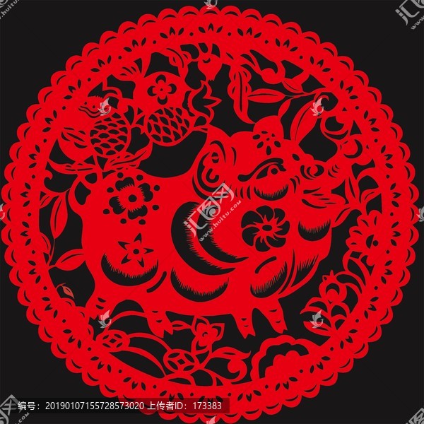 豬年剪紙圖案