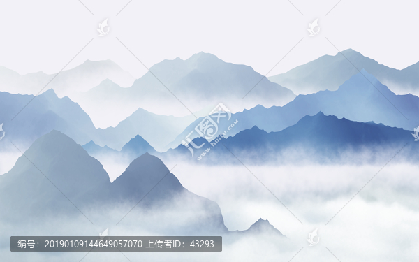 抽象意境云霧山水畫