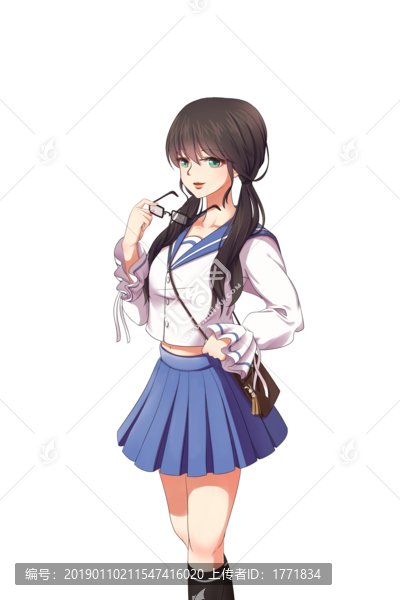 原創手繪學生制服情侶圖案女