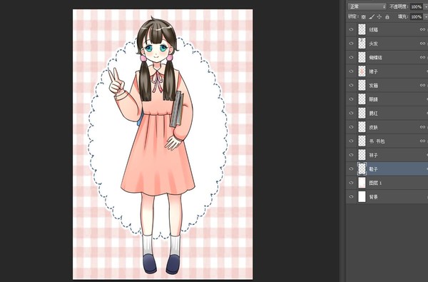 漫畫女學(xué)生卡通Q版PSD