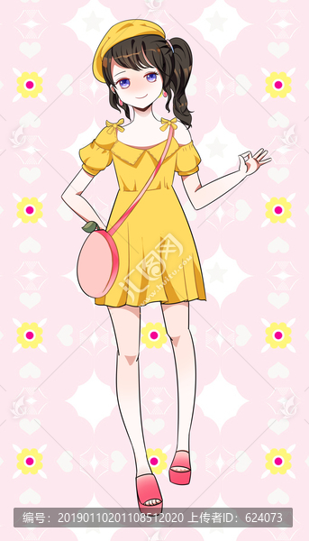 可愛的女孩手繪少女PSD
