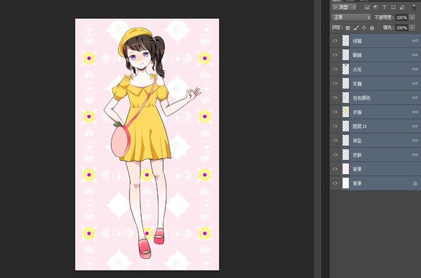 可愛的女孩手繪少女PSD