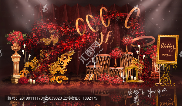 紅金歐式婚禮效果圖