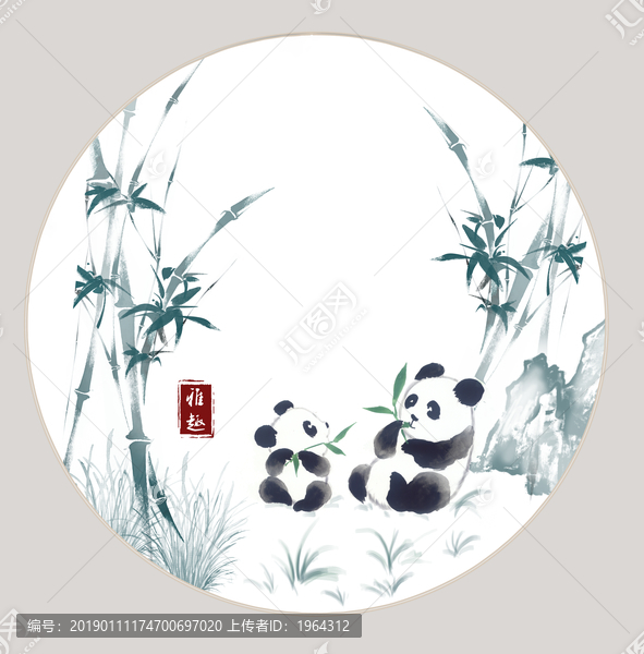 熊貓竹林裝飾畫
