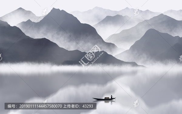抽象意境水墨山水畫