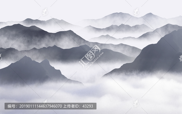 抽象意境云霧山水畫