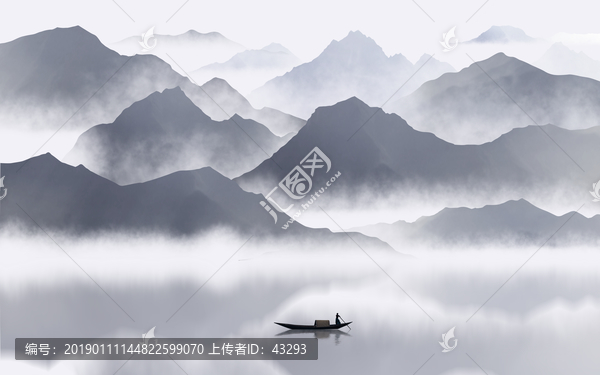 新中式意境水墨山水畫