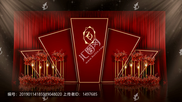 簡(jiǎn)約歐式酒紅金婚禮迎賓區(qū)