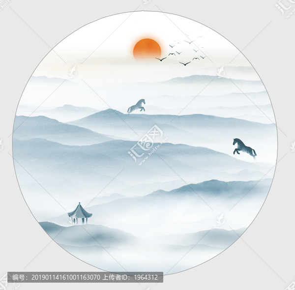 新中式水墨山水畫
