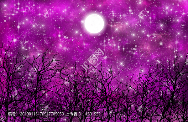 高清樹影星空吊頂軟膜墻紙裝飾畫