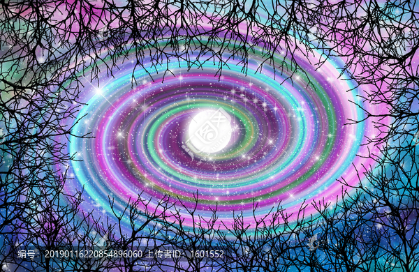 高清樹影星空宇宙裝飾畫