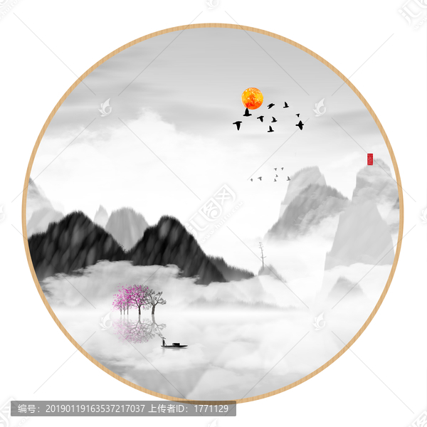 中國水彩水墨裝飾畫
