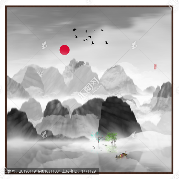 水墨山水無框畫