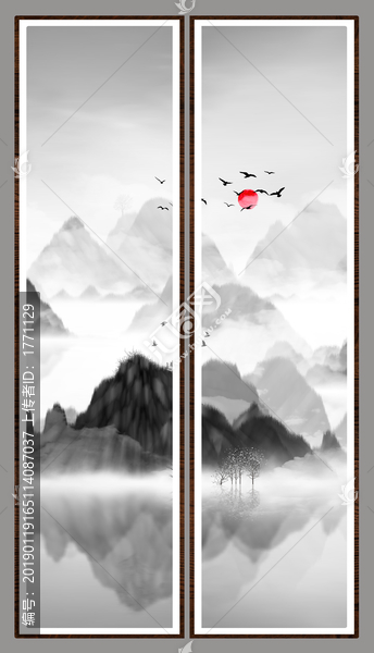 水墨山水無(wú)框畫(huà)