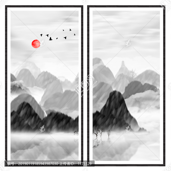 現(xiàn)代水墨水彩抽象油畫(huà)