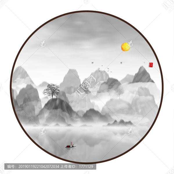 中國水彩水墨裝飾畫