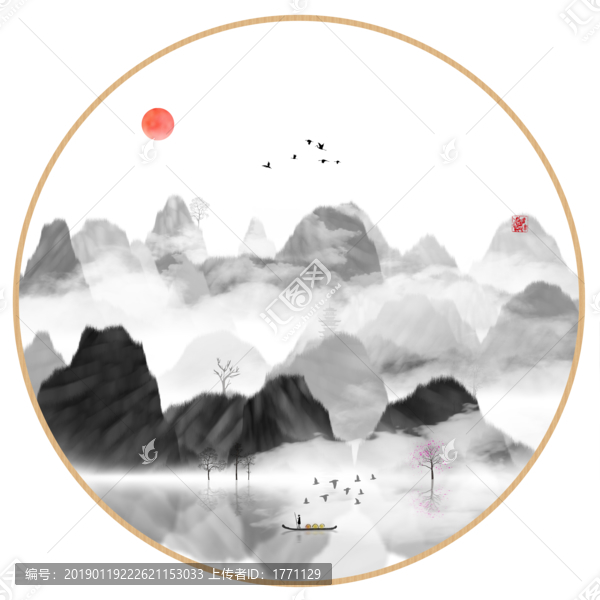 中國水彩水墨裝飾畫