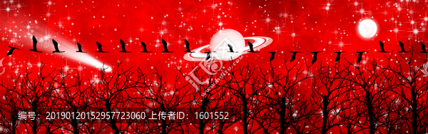 高清樹(shù)影星空裝飾畫