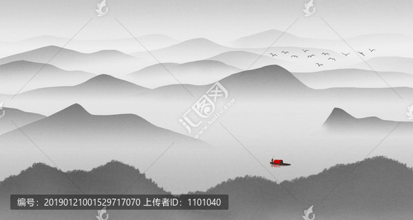 中國(guó)風(fēng)水墨畫(huà)山水之間