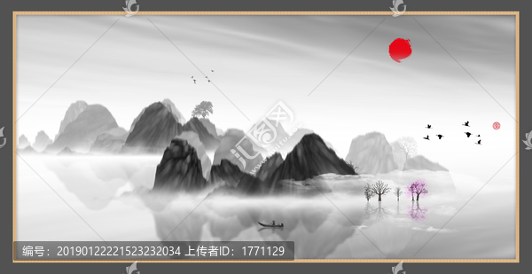 水墨裝飾水彩畫