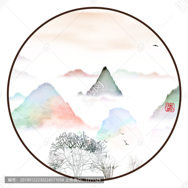 水墨山水無框畫