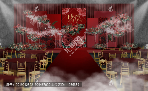紅色現(xiàn)代婚禮手繪效果圖