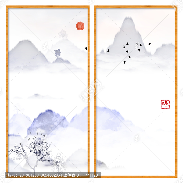 水墨山水無框畫