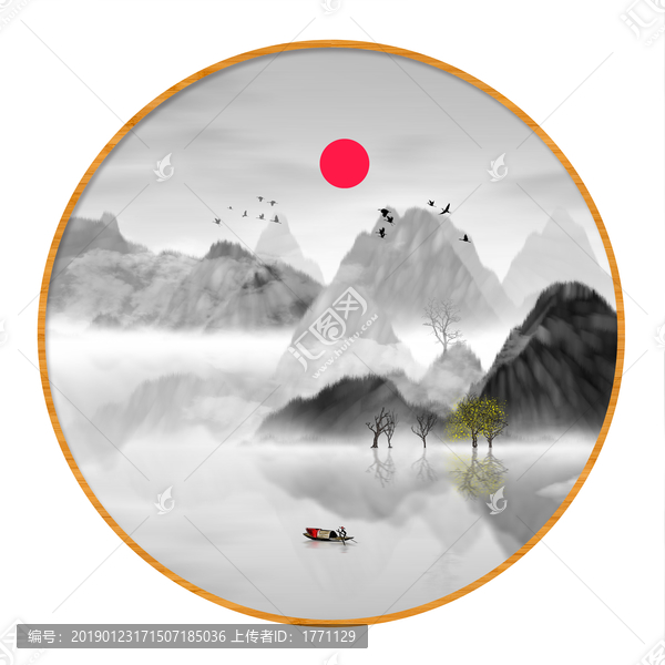 水墨裝飾水彩畫