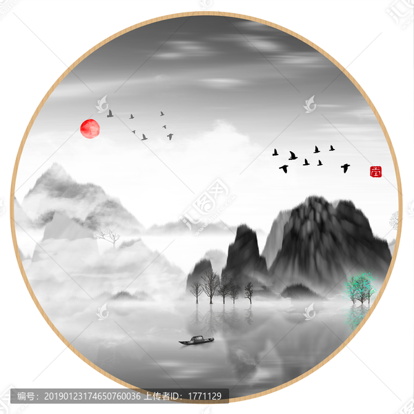 水墨裝飾水彩畫(huà)