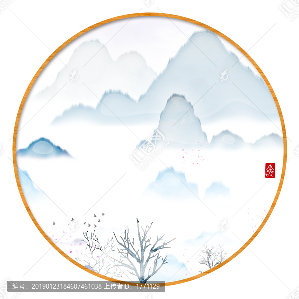 水墨裝飾水彩畫