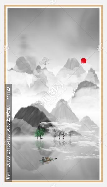 中國水彩水墨裝飾畫