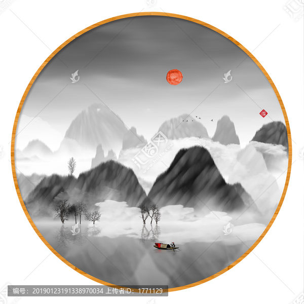 中國水彩水墨裝飾畫