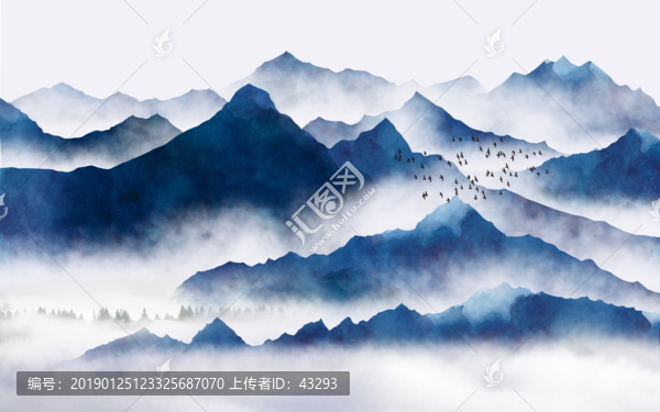 抽象意境云霧山水畫