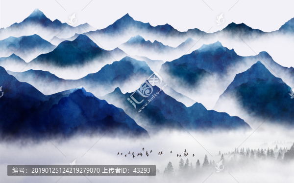 抽象意境水墨山水畫