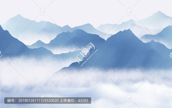 抽象意境云霧山水畫