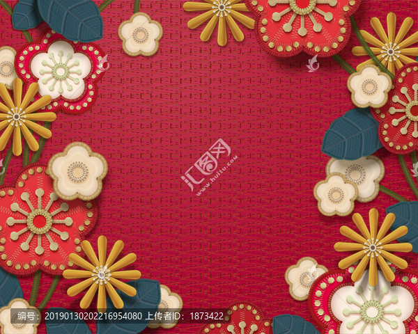 可愛花園邊框刺繡圖設(shè)計模板
