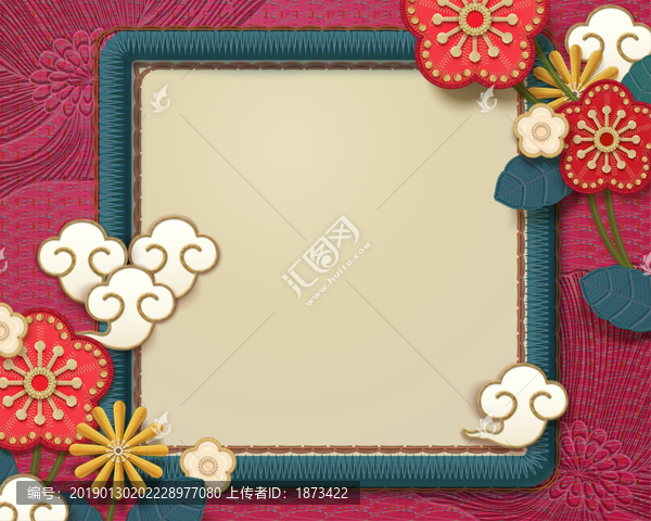 手工印章邊框刺繡圖設(shè)計(jì)模板