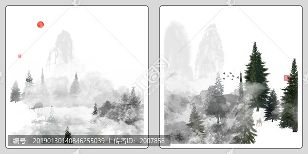水墨山水無框畫