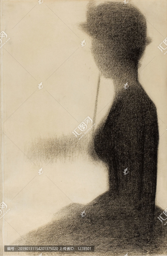 喬治·修拉坐著帶帕拉索的女人