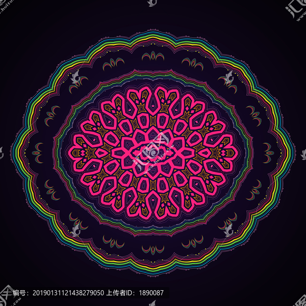五彩橢圓抽象花紋