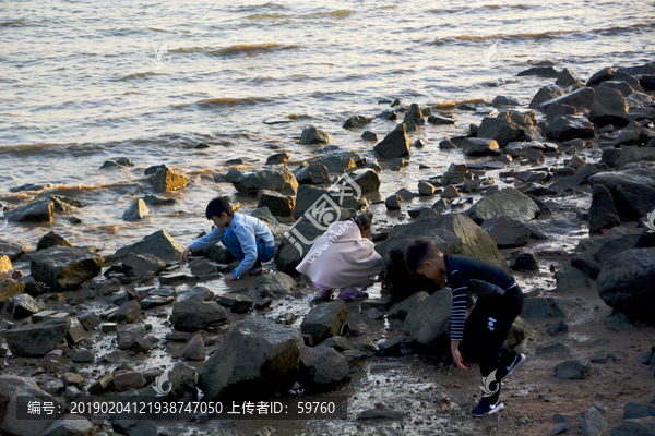 海滩玩耍的孩子