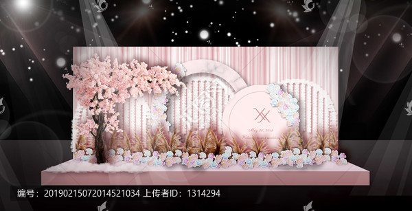 粉色婚禮舞臺(tái)