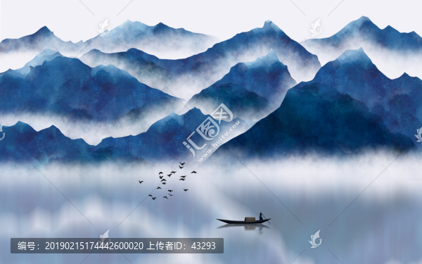 抽象水墨山水画