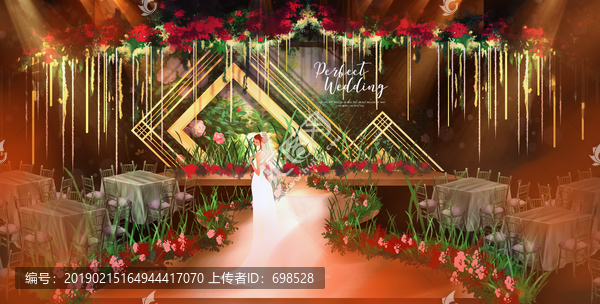 紅金色婚禮效果圖