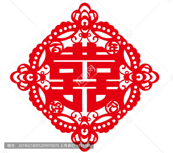 雙喜雕刻門貼