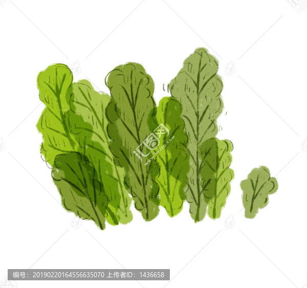 春天手繪紋理菜葉組合