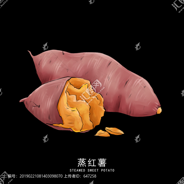 蒸红薯手绘素材