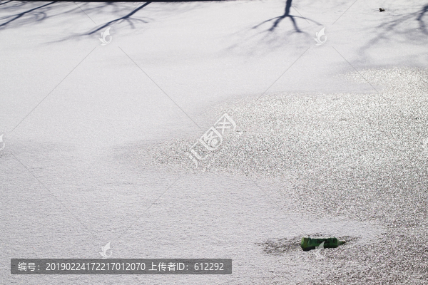 冰雪覆盖后的湖面